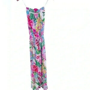Lilly Pulitzer For Target Nosey Posey Floral Strapless Maxi Dress Womens Size XS
